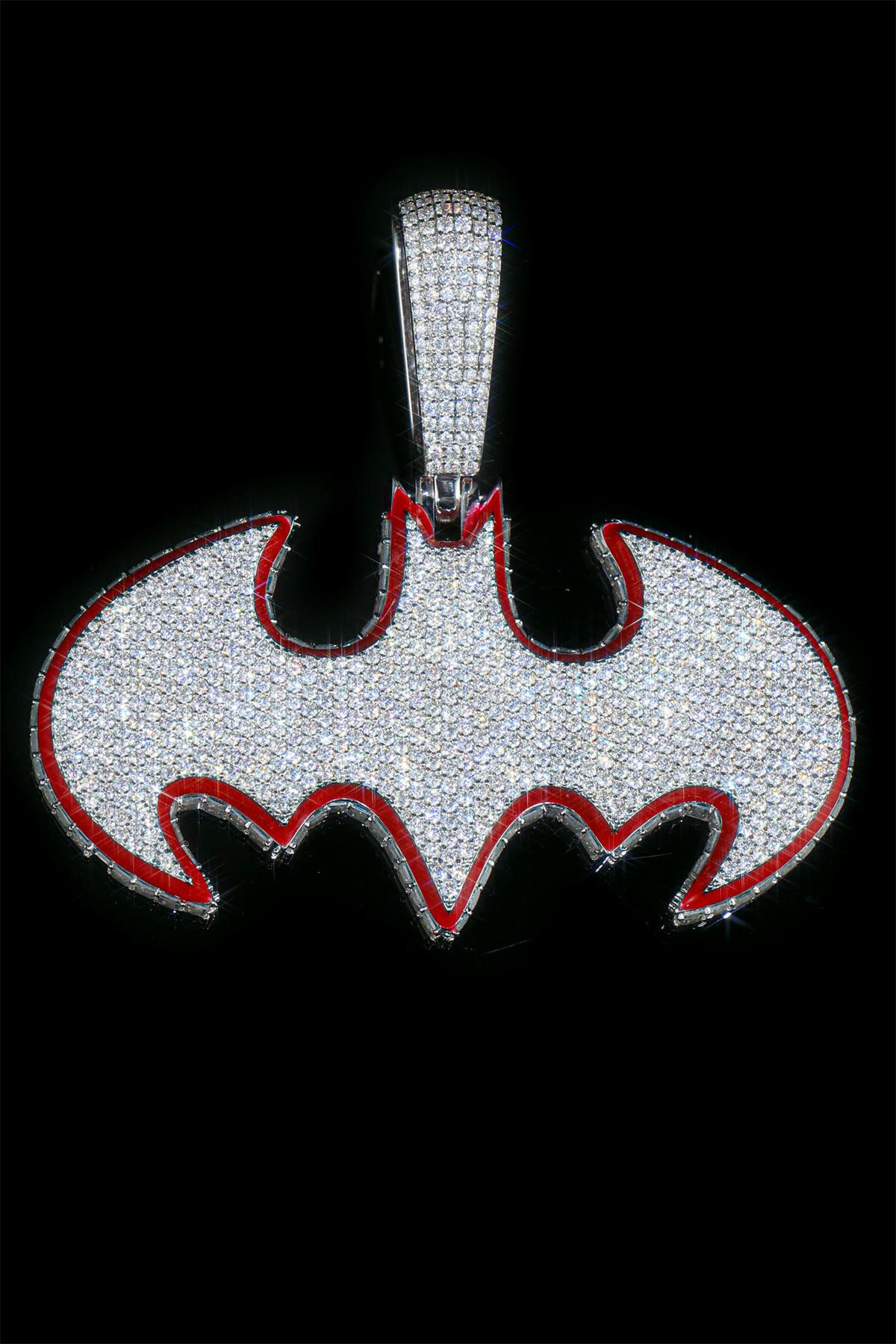 925 silver full-set moissanite Batman pendant