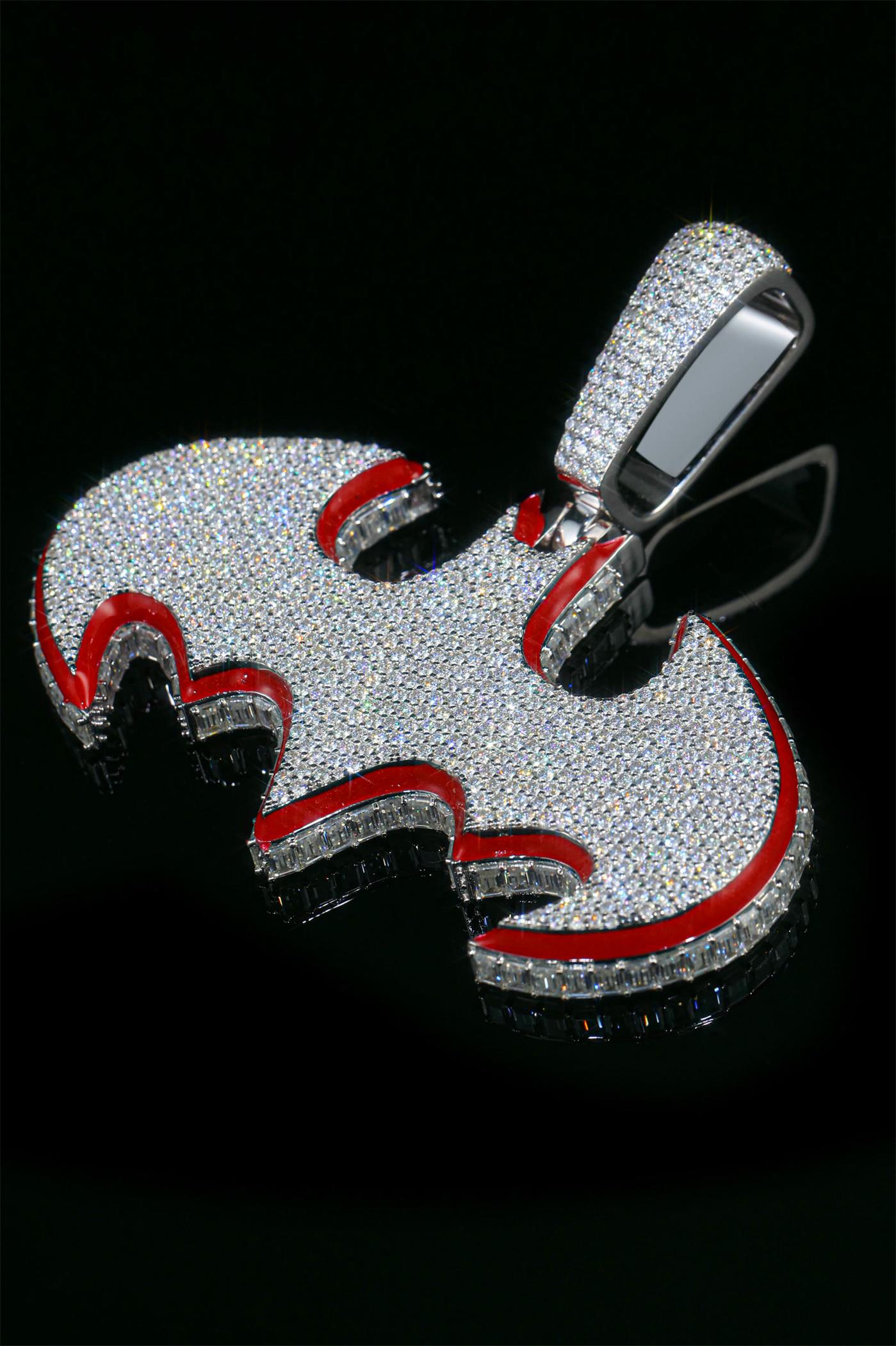 925 silver full-set moissanite Batman pendant